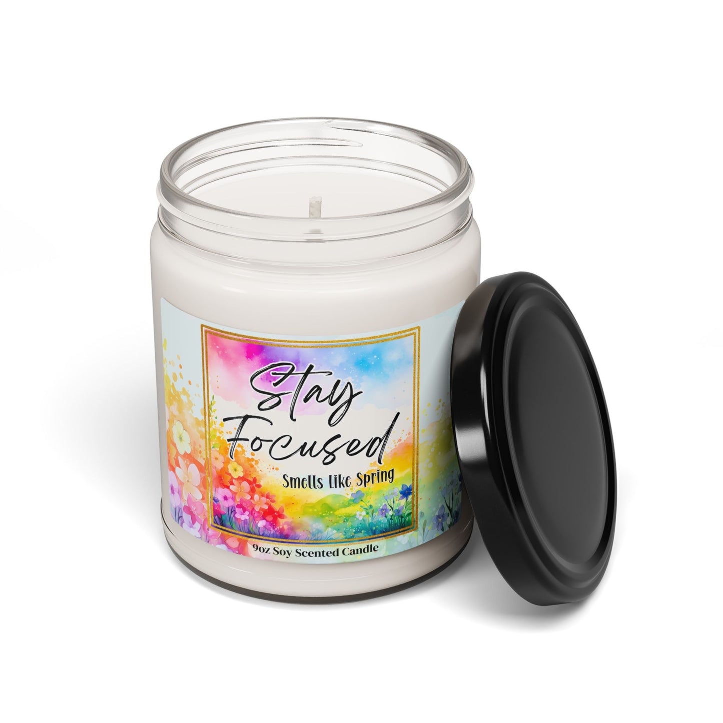 Soy Candle, 'Stay Focused' Scented Candle, Spring Scented Candle, Mental Clarity Candle, Mindfulness Gift, Aromatherapy Candle