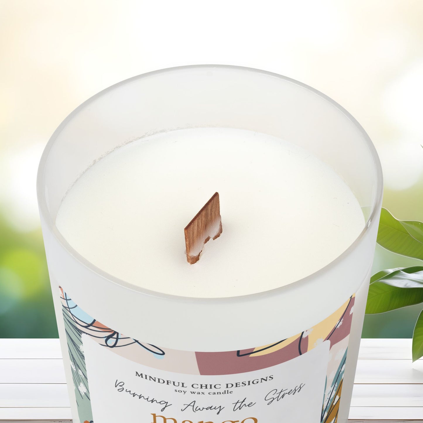 Mango Coconut Scented Candle - Relaxing Tropical Soy Wax Candle in Frosted Glass with Wooden Wick, Home Decor, Relaxation Gift, Calming Aromatherapy Candle