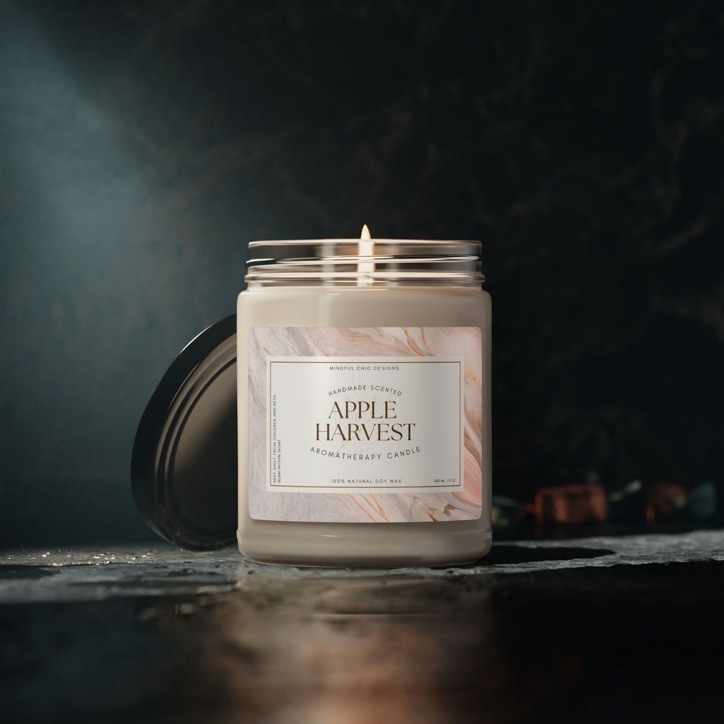 Apple Harvest Fall Scented Candle Natural Soy Wax Long-Lasting Aroma Cozy Autumn Decor Gift with True Ripe Apple and Spiced Notes eco-friendly fall candles for gifting - Mindful Chic Designs