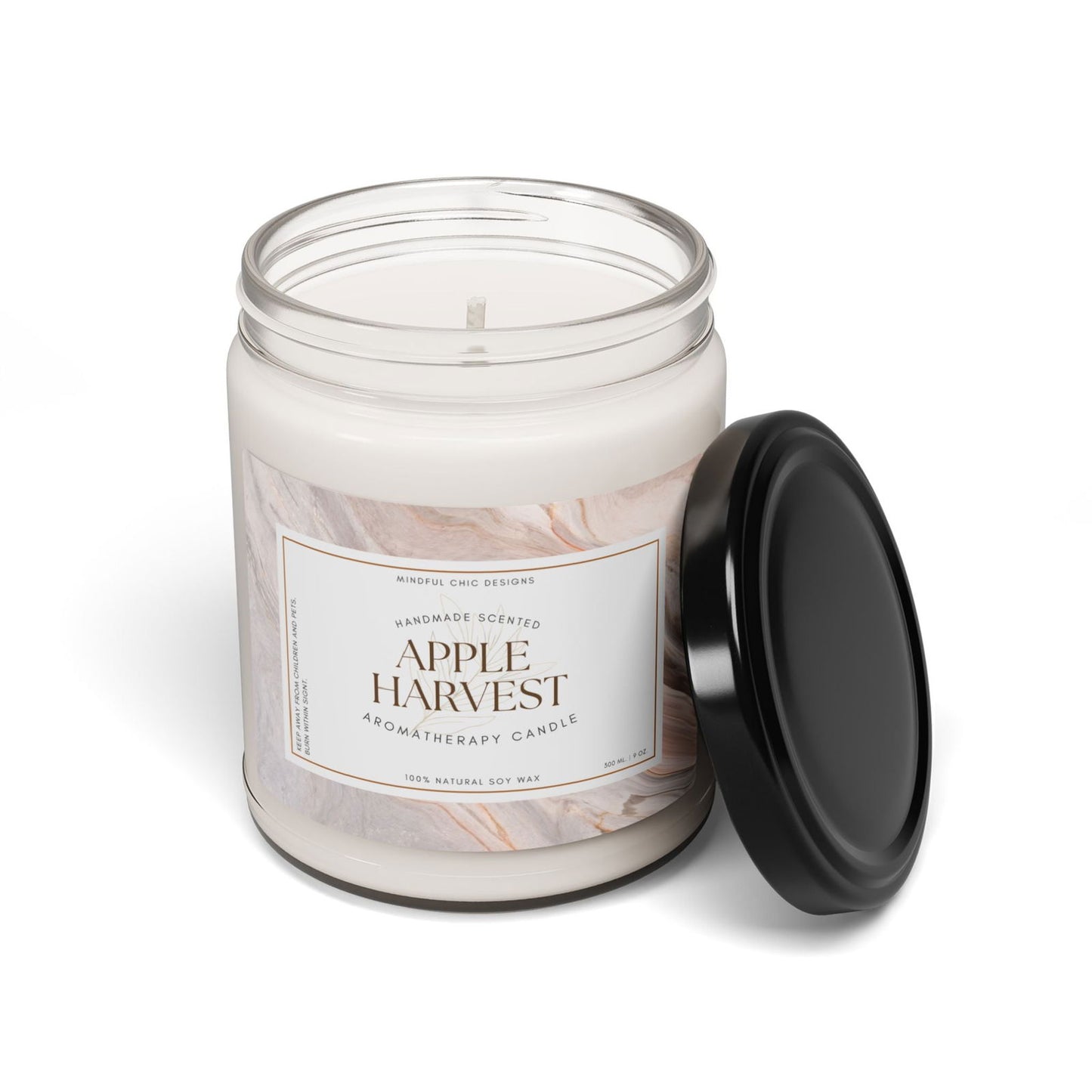 Apple Harvest Fall Scented Candle Natural Soy Wax Long-Lasting Aroma Cozy Autumn Decor Gift with True Ripe Apple and Spiced Notes eco-friendly fall candles for gifting - Mindful Chic Designs