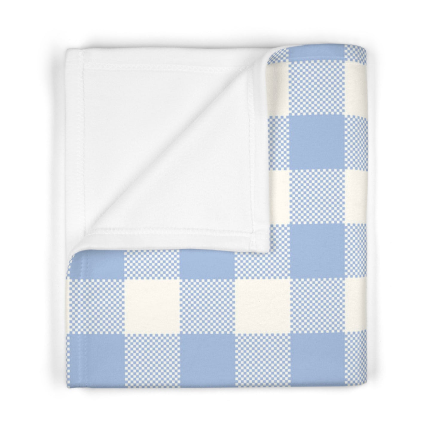 Personalized Fleece Baby Blanket with Custom Initials Blue and White Plaid Design Soft Newborn Blanket with Monogrammed Initials Custom baby blanket for baby shower gift - Mindful Chic Designs