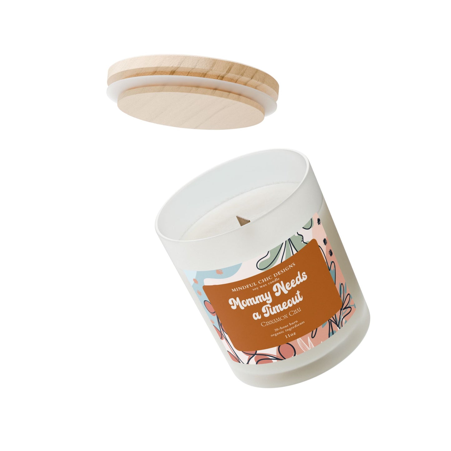 Scented Candle, Mommy Needs a Time Out Candle in Frosted Glass with Wood Wick, Eco-friendly Mom Gift - Mindful Chic Designs