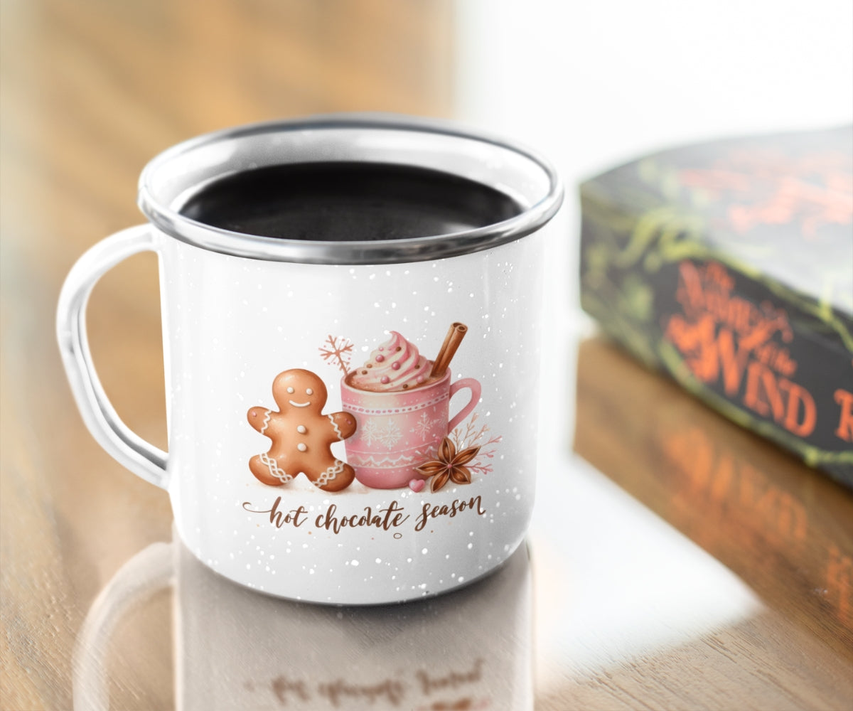 Cute Winter Mug for Christmas Gifts Pink Boho Cozy Winter Mug Gingerbread Man Rustic Christmas Mug for Hot Cocoa Camping Holiday Gift