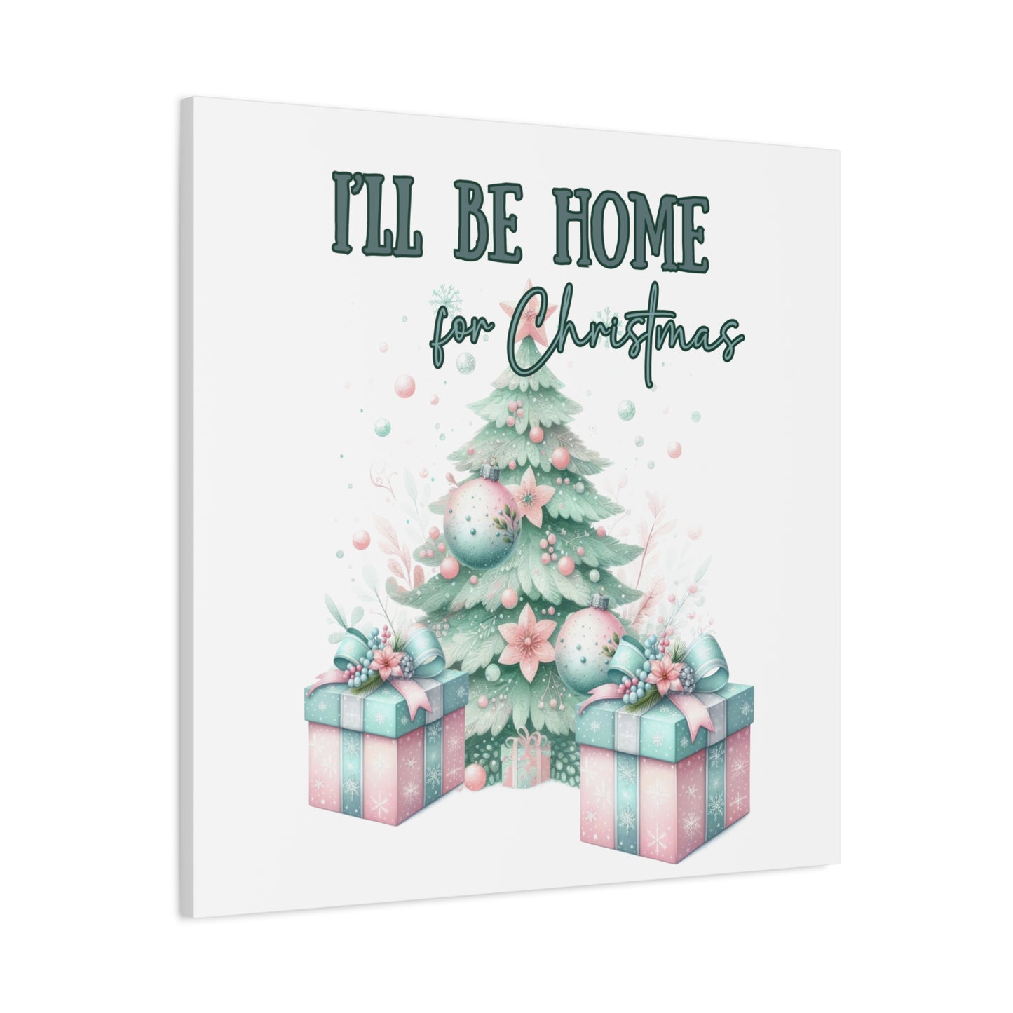 Home for Christmas Decor Indoor Pastel Christmas Tree Art Canvas for Wall Pastel Holiday Decor Printable Wall Art print for bedroom