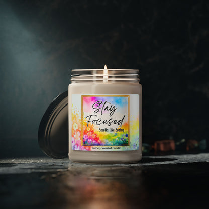 Soy Candle, 'Stay Focused' Scented Candle, Spring Scented Candle, Mental Clarity Candle, Mindfulness Gift, Aromatherapy Candle