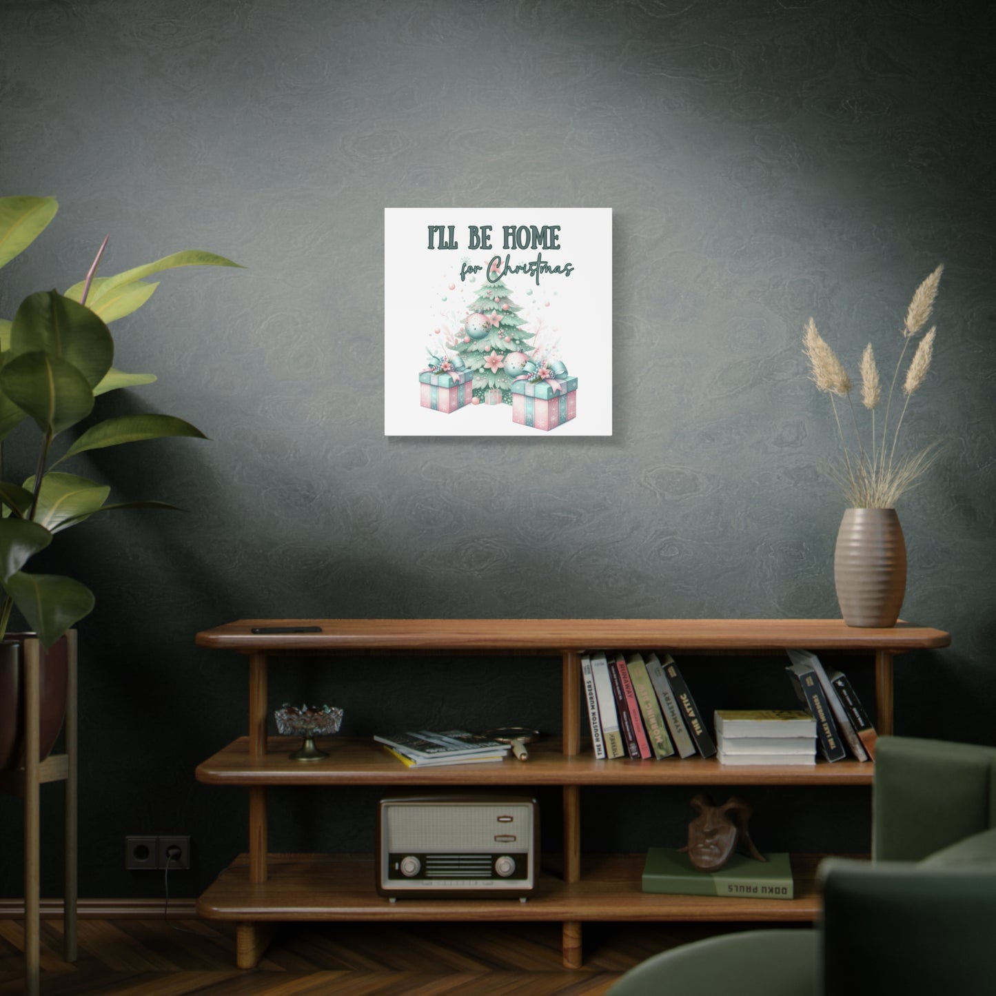 Home for Christmas Decor Indoor Pastel Christmas Tree Art Canvas for Wall Pastel Holiday Decor Printable Wall Art print for bedroom