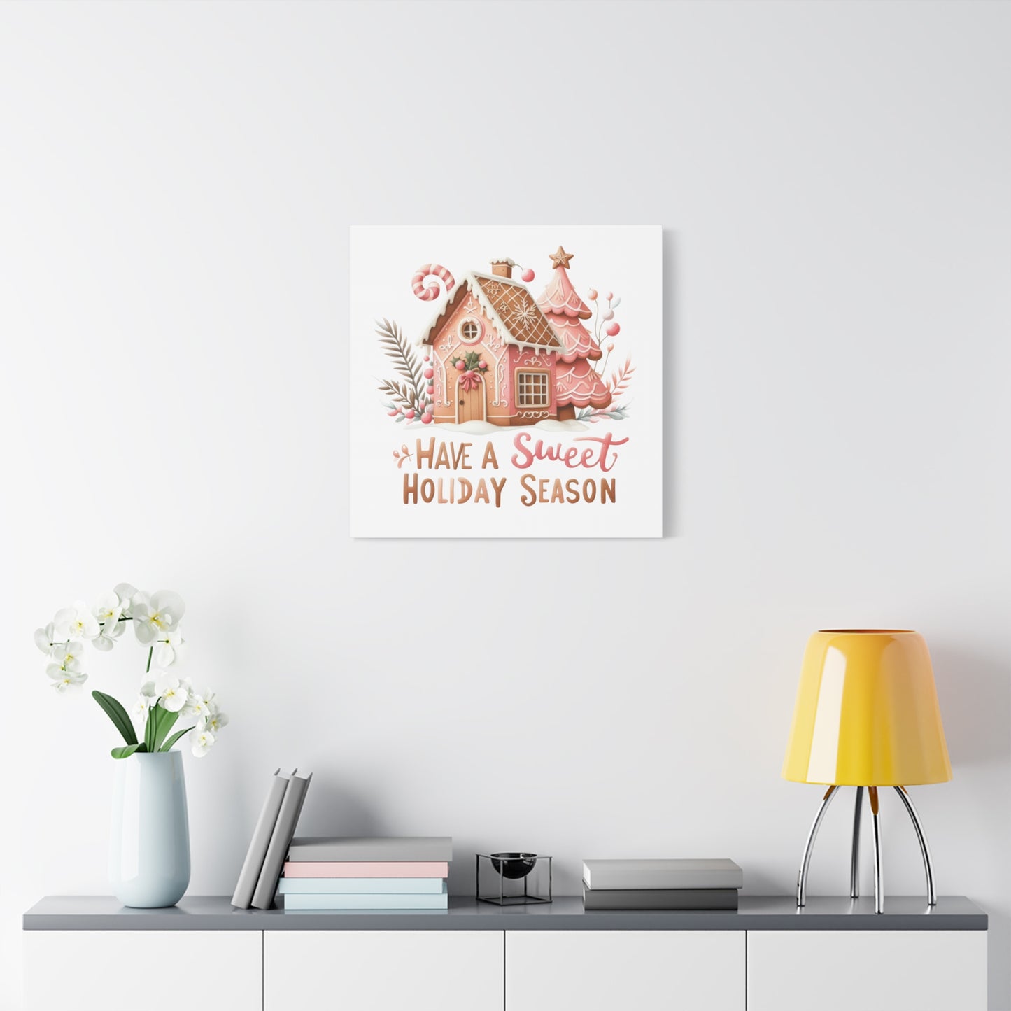 Pink Christmas Canvas Wall Art Print for Holiday Decor Christmas Digital Download Wall Print Pink Tree Winter Scene Printable Pink Wall Decor for home