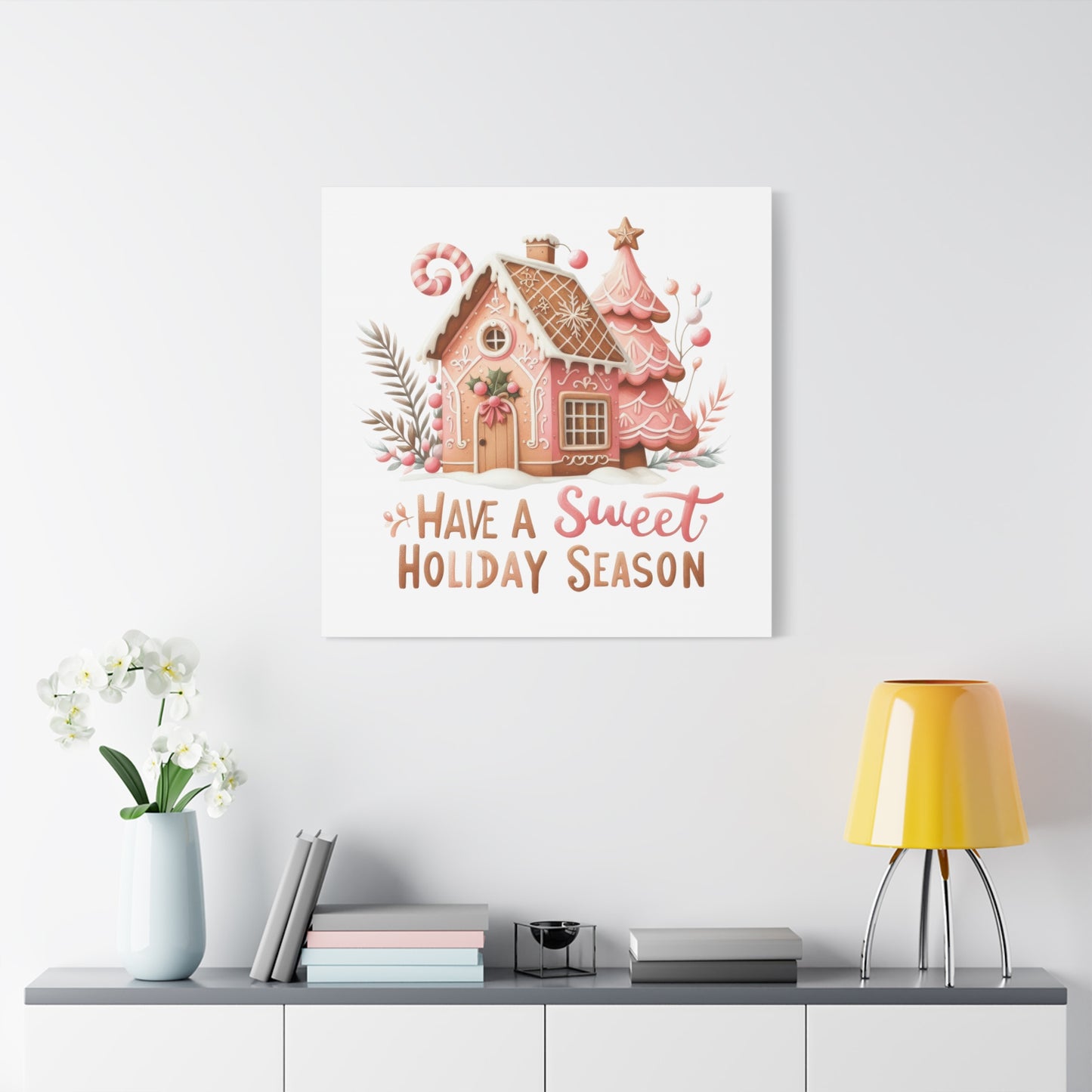 Pink Christmas Canvas Wall Art Print for Holiday Decor Christmas Digital Download Wall Print Pink Tree Winter Scene Printable Pink Wall Decor for home