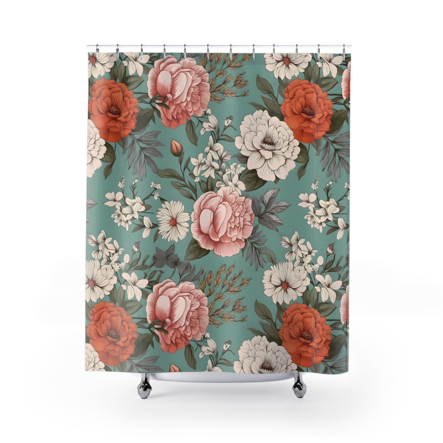 Elegant Floral Shower Curtain with Vibrant Design Water Resistant Fabric for Bathroom Decor and Luxury Home Accents Stylish Floral Shower Curtain