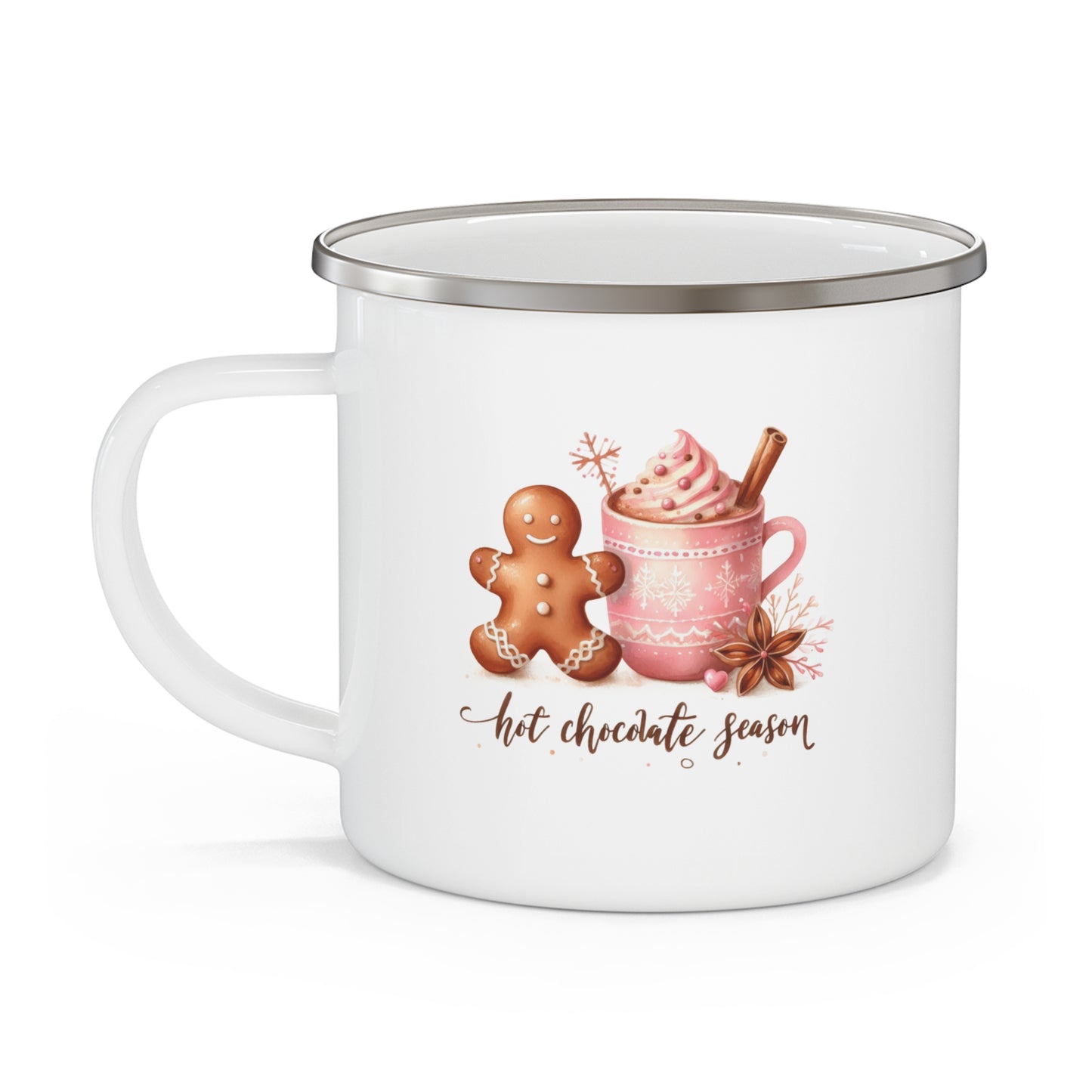 Cute Winter Mug for Christmas Gifts Pink Boho Cozy Winter Mug Gingerbread Man Rustic Christmas Mug for Hot Cocoa Camping Holiday Gift