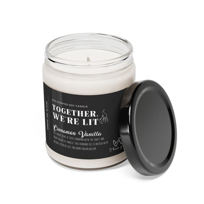 Together We're Lit Scented Soy Wax Romance Candle for Couples in 9oz Glass Jar - Mindful Chic Designs 