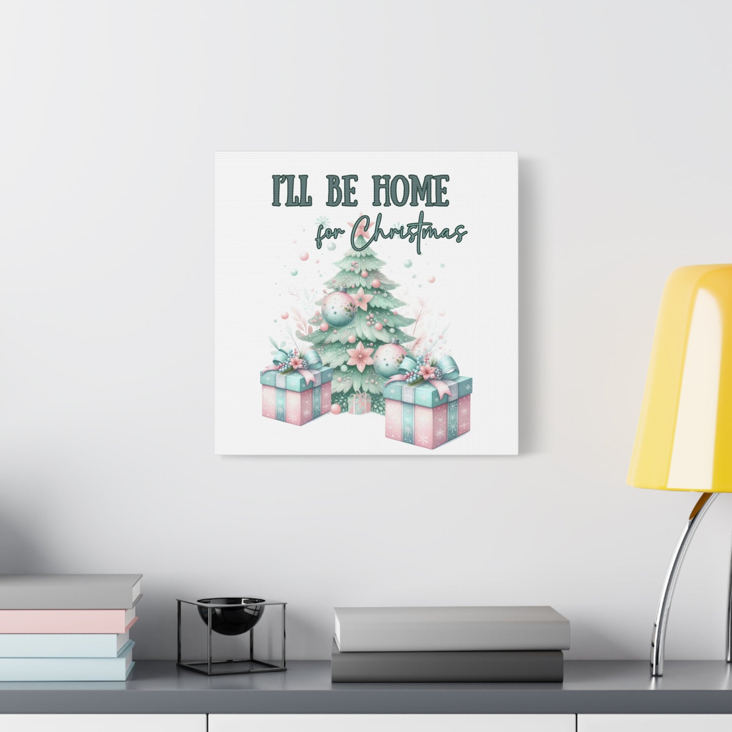 Home for Christmas Decor Indoor Pastel Christmas Tree Art Canvas for Wall Pastel Holiday Decor Printable Wall Art print for bedroom