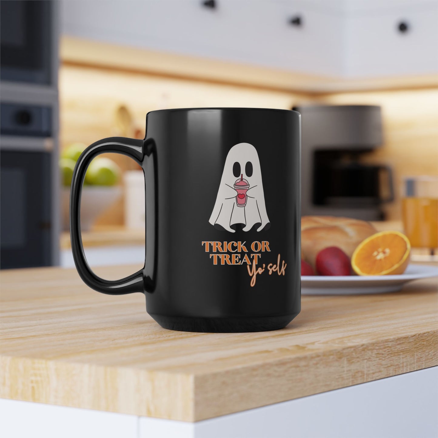 Halloween Coffee Mug Gift for Friend Black Coffee Cup with Cute Ghost Design for Halloween Gift Perfect for Fall Halloween Party Supplies - Mindful Chic Designs 