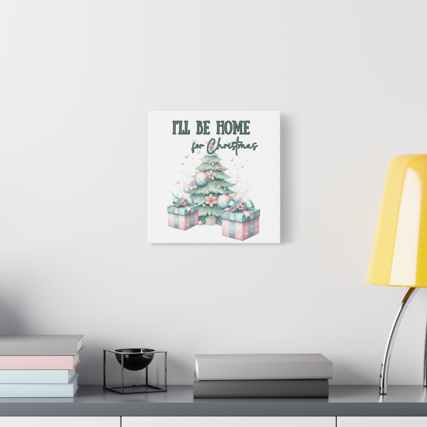 Home for Christmas Decor Indoor Pastel Christmas Tree Art Canvas for Wall Pastel Holiday Decor Printable Wall Art print for bedroom