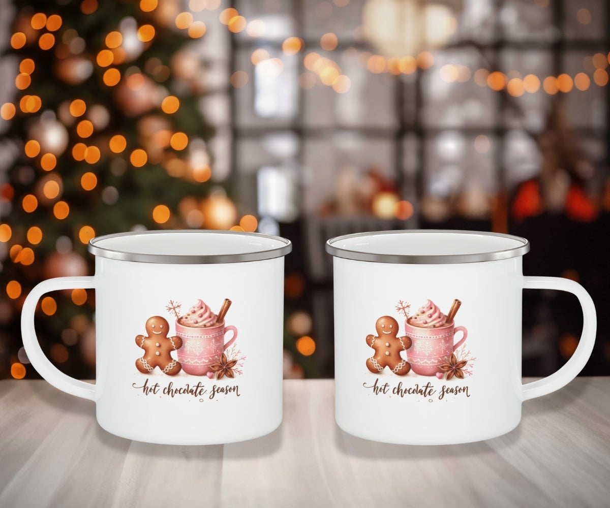 Cute Winter Mug for Christmas Gifts Pink Boho Cozy Winter Mug Gingerbread Man Rustic Christmas Mug for Hot Cocoa Camping Holiday Gift