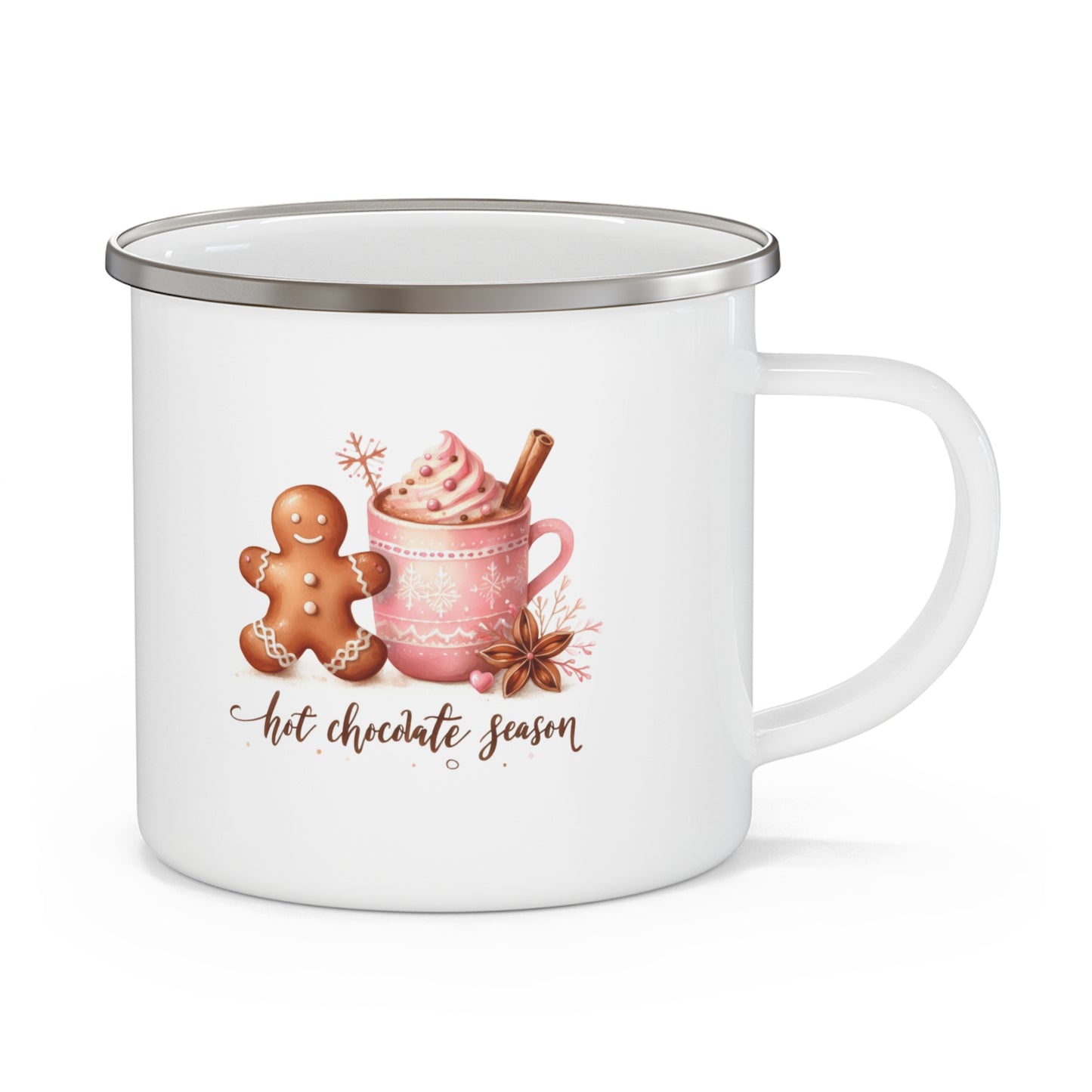 Cute Winter Mug for Christmas Gifts Pink Boho Cozy Winter Mug Gingerbread Man Rustic Christmas Mug for Hot Cocoa Camping Holiday Gift