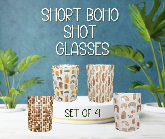 Set of 2 Boho Shot Glasses with Tin Case | Stylish Portable Drinkware