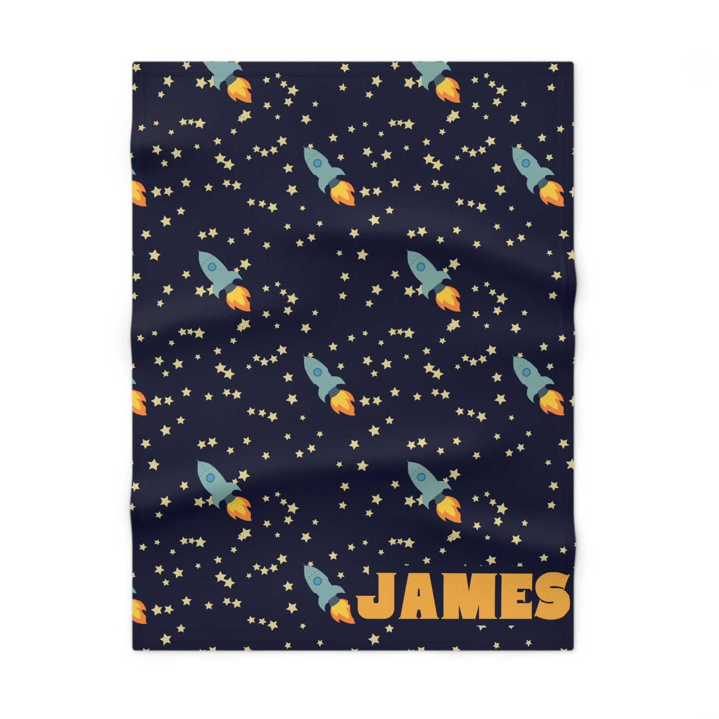 Personalized Kids Blanket with Name Space Theme Nursery Decor Bedding for Crib Custom Space Theme Bedroom Decor Rocket Ship Bed