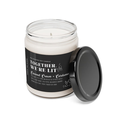 Together We're Lit Scented Soy Wax Romance Candle for Couples in 9oz Glass Jar - Mindful Chic Designs 