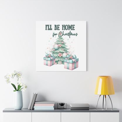 Home for Christmas Decor Indoor Pastel Christmas Tree Art Canvas for Wall Pastel Holiday Decor Printable Wall Art print for bedroom