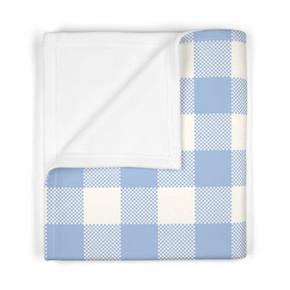 Personalized Fleece Baby Blanket with Custom Initials Blue and White Plaid Design Soft Newborn Blanket with Monogrammed Initials Custom baby blanket for baby shower gift