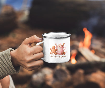 Cute Winter Mug for Christmas Gifts Pink Boho Cozy Winter Mug Gingerbread Man Rustic Christmas Mug for Hot Cocoa Camping Holiday Gift