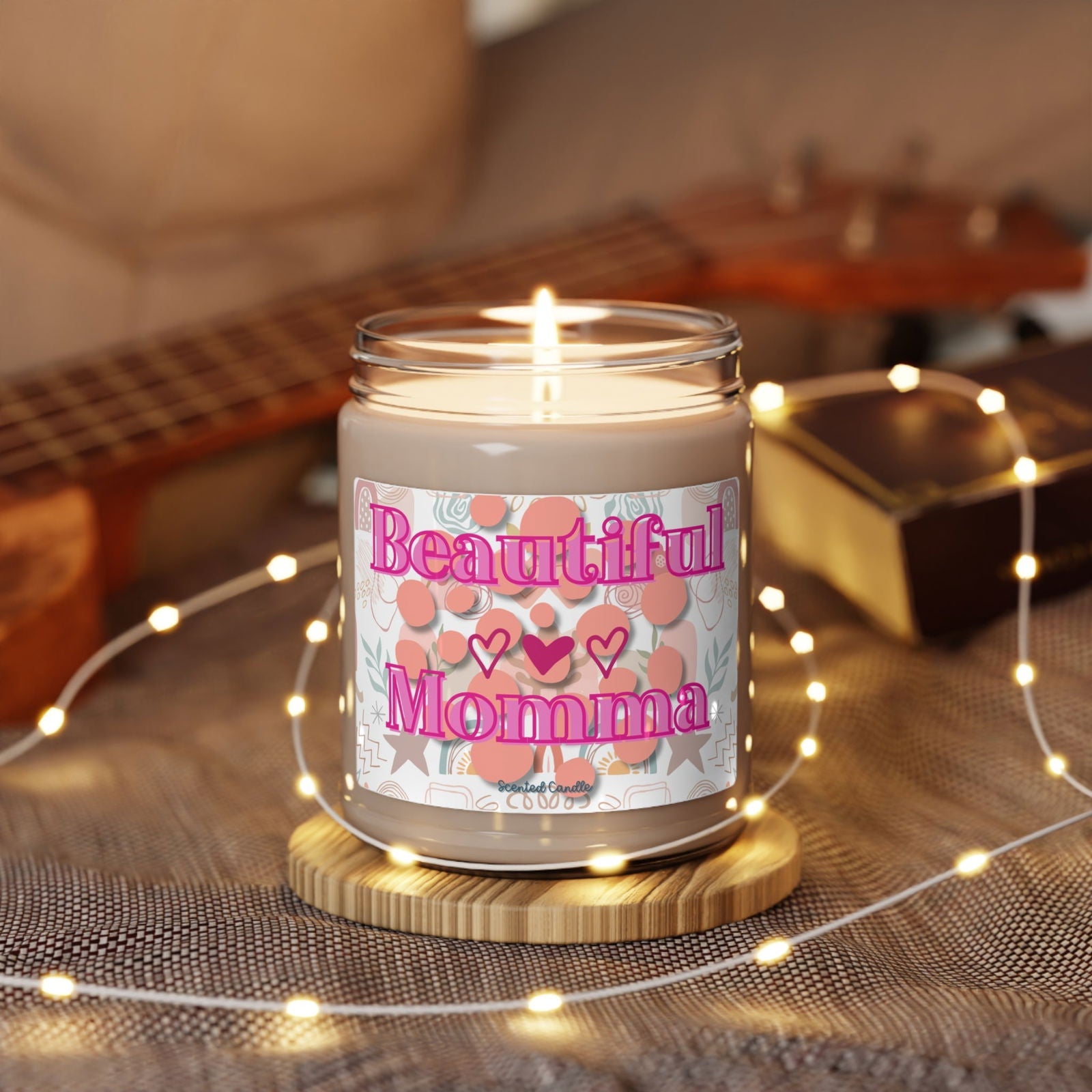 Beautiful Momma Scented Natural Soy Candle with Cotton Wick, 9oz Glass Jar - Mindful Chic Designs 