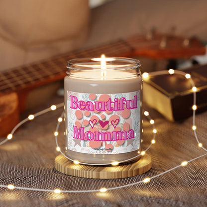 Beautiful Momma Scented Natural Soy Candle with Cotton Wick, 9oz Glass Jar - Mindful Chic Designs 