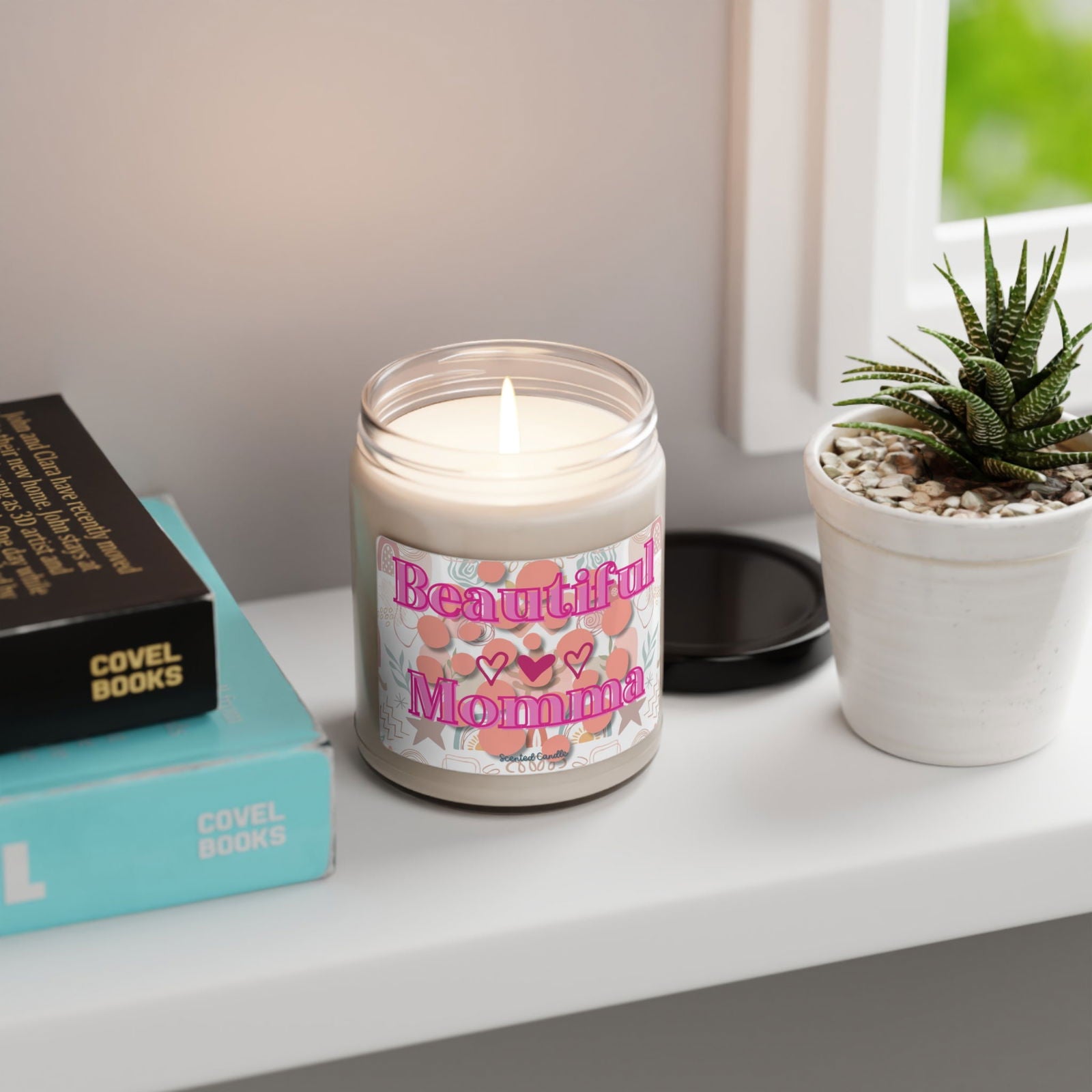 Beautiful Momma Scented Natural Soy Candle with Cotton Wick, 9oz Glass Jar - Mindful Chic Designs 