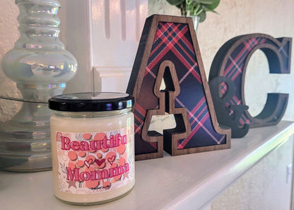 Beautiful Momma Scented Natural Soy Candle with Cotton Wick, 9oz Glass Jar - Mindful Chic Designs 