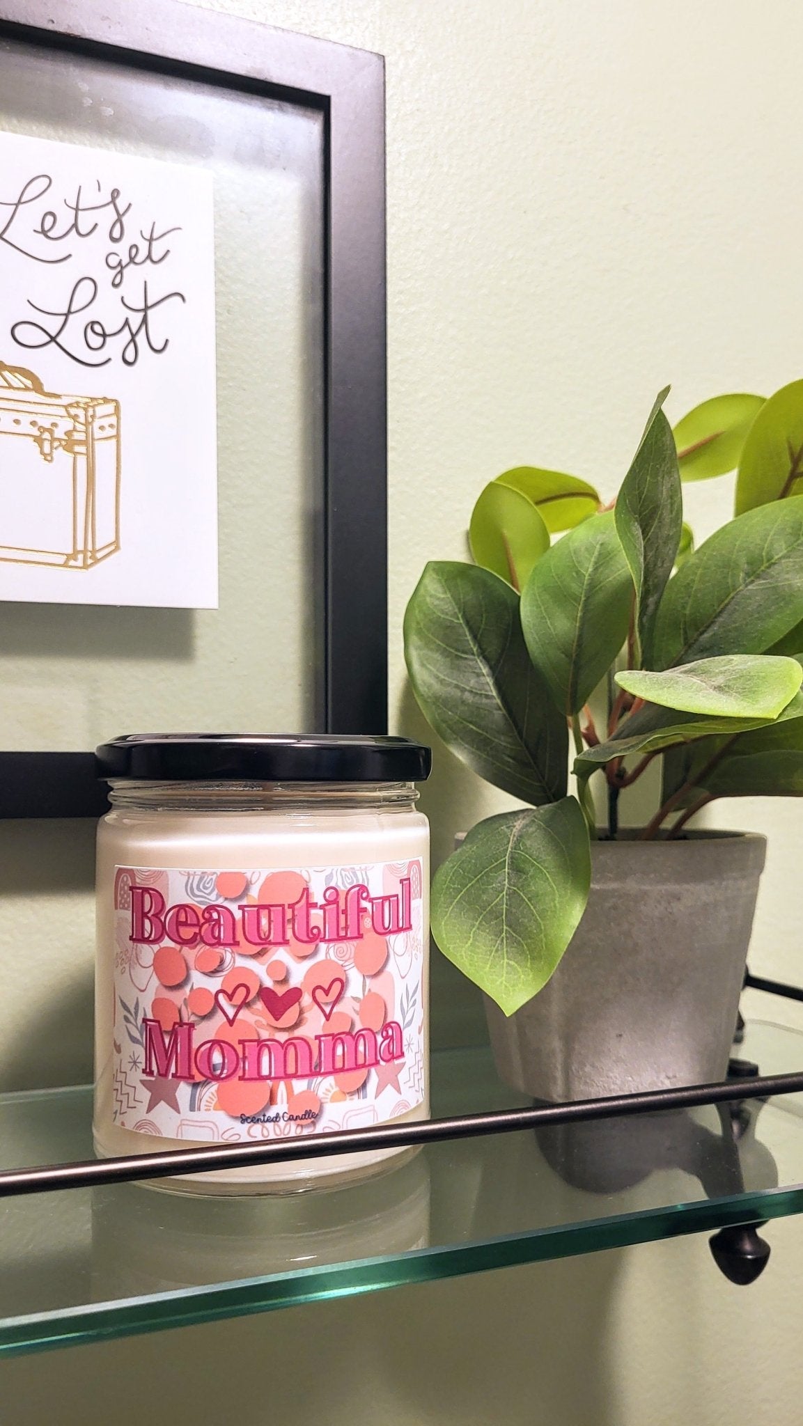 Beautiful Momma Scented Natural Soy Candle with Cotton Wick, 9oz Glass Jar - Mindful Chic Designs 