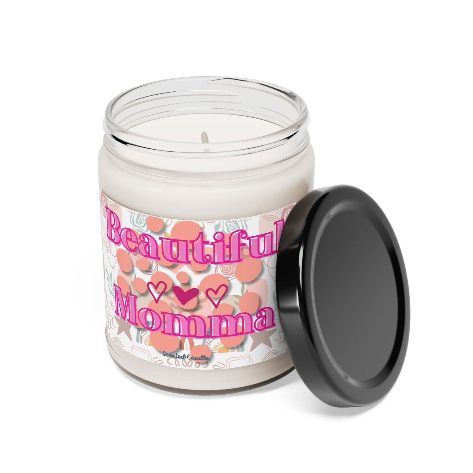 Beautiful Momma Scented Natural Soy Candle with Cotton Wick, 9oz Glass Jar - Mindful Chic Designs 