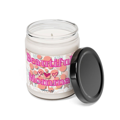 Beautiful Momma Scented Natural Soy Candle with Cotton Wick, 9oz Glass Jar - Mindful Chic Designs 