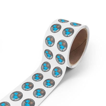 Custom Excellent Work Dinosaur Stickers on a Roll for Kids Personalized Positive Reinforcement Encouragement Stickers Classroom Rewards Motivational Stickers for Teachers - Mindful Chic Designs 