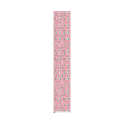 Custom Pink Christmas Wrapping Paper Modern Boho Christmas Personalized Holiday Gift Wrap in Pink Mint Boho Wrapping Paper for Holiday Gifts trendy boho Pinkmas gift wrap - Mindful Chic Designs 