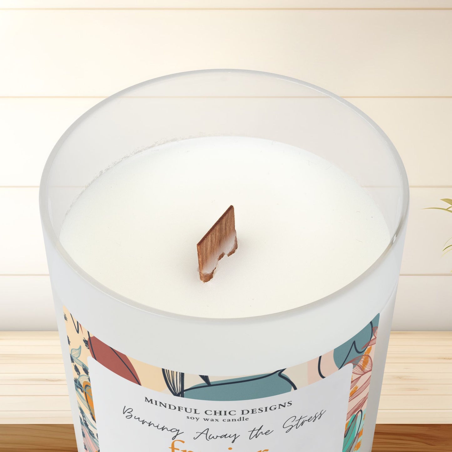 Frosted Glass Candle, Stress-Relief Frasier Fir Scented Home Decor, Aromatherapy Gift, Relaxation Candle, Christmas Candle, Holiday Candle - Mindful Chic Designs 