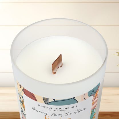 Frosted Glass Candle, Stress-Relief Frasier Fir Scented Home Decor, Aromatherapy Gift, Relaxation Candle, Christmas Candle, Holiday Candle - Mindful Chic Designs 