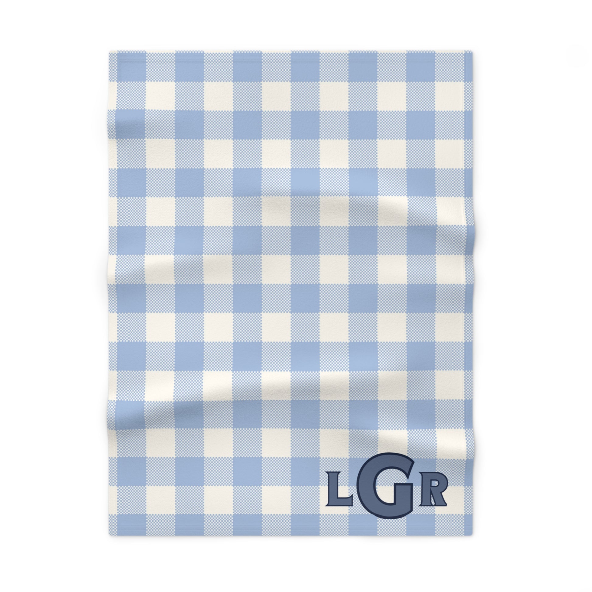 Personalized Fleece Baby Blanket with Custom Initials Blue and White Plaid Design Soft Newborn Blanket with Monogrammed Initials Custom baby blanket for baby shower gift - Mindful Chic Designs 