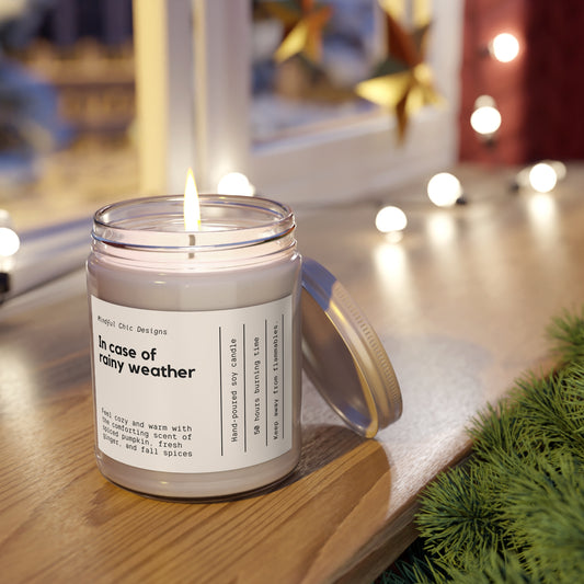 Rainy Weather Fall Candle Spiced Pumpkin Ginger Scent Natural Soy Wax Long-Lasting Cozy Autumn Aromatherapy Gift Eco-friendly Fall Candles for Gifting - Mindful Chic Designs 