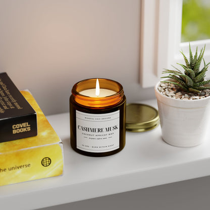 Scented Candle, Cashmere Musk, Amber Jar, 2 sizes - Mindful Chic Designs 