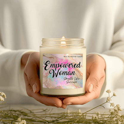 Empowered Woman Natural Soy Wax Scented Soy Candle with Cotton Wick for Home Fragrance in 9oz Glass Jar  Mindful Chic Designs