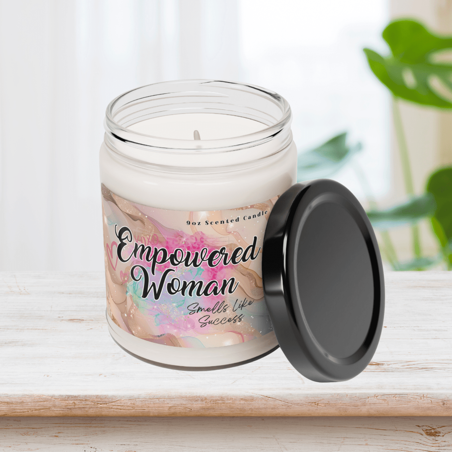 Empowered Woman Natural Soy Wax Scented Soy Candle with Cotton Wick for Home Fragrance in 9oz Glass Jar Mindful Chic Designs