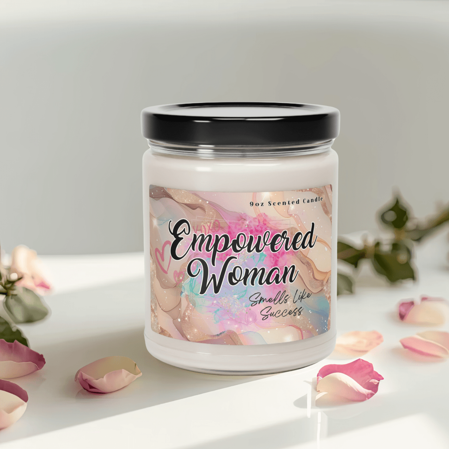 Empowered Woman Natural Soy Wax Scented Soy Candle with Cotton Wick for Home Fragrance in 9oz Glass Jar Mindful Chic Designs