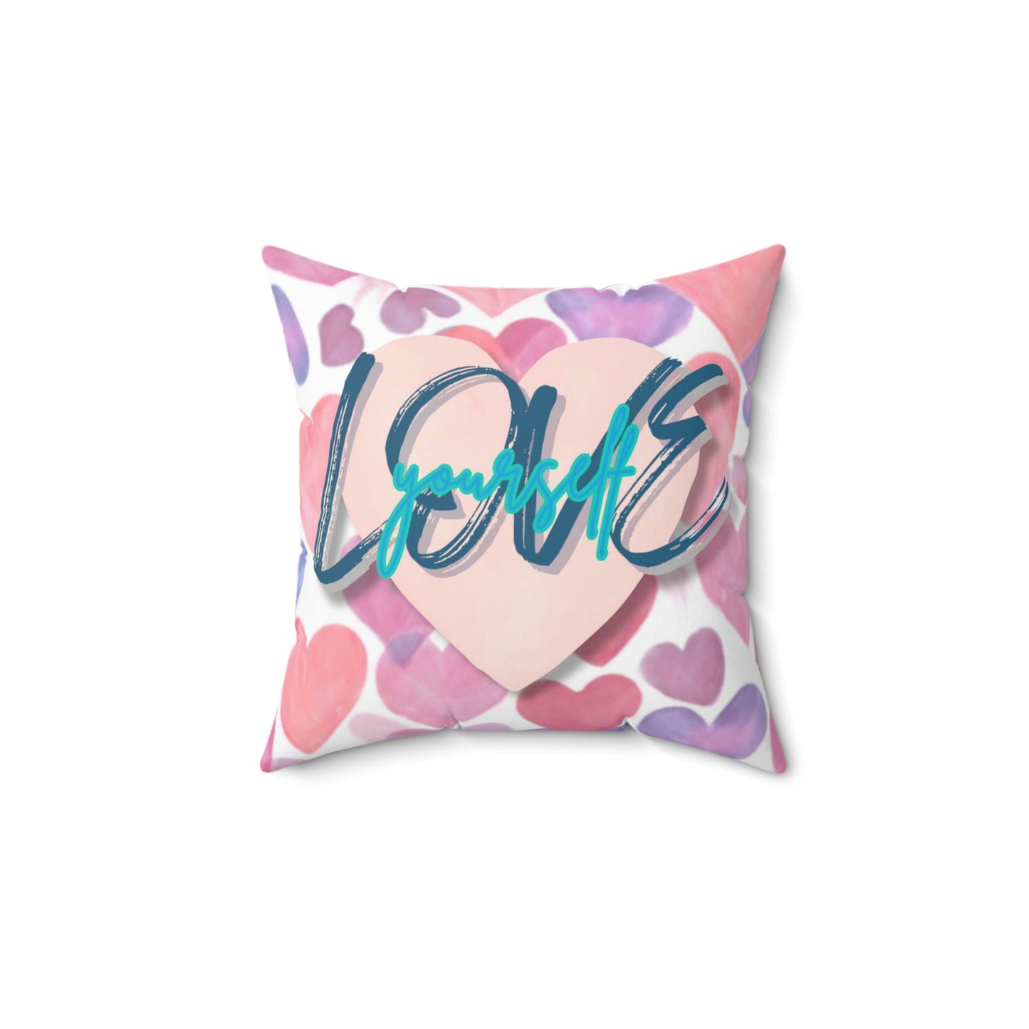 Love Yourself Spun Polyester Decorative Square Throw Pillow - Mindful Chic Designs