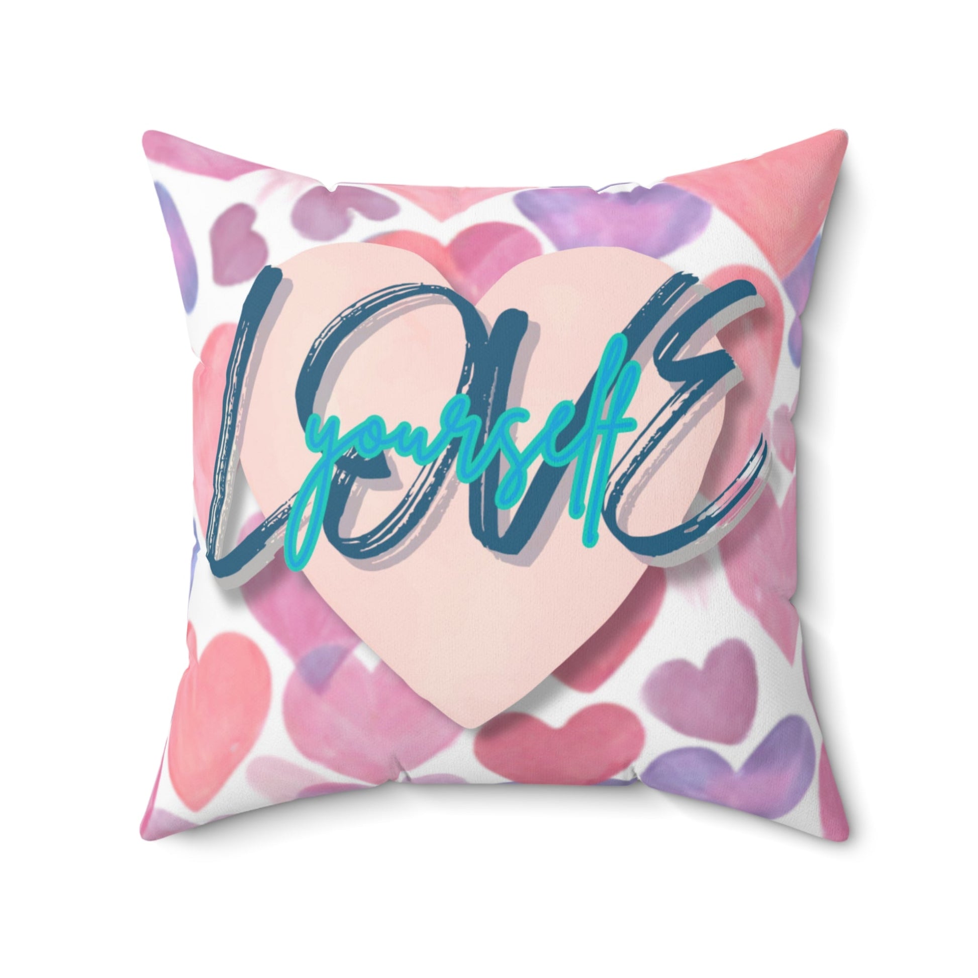 Love Yourself Spun Polyester Decorative Square Throw Pillow - Mindful Chic Designs