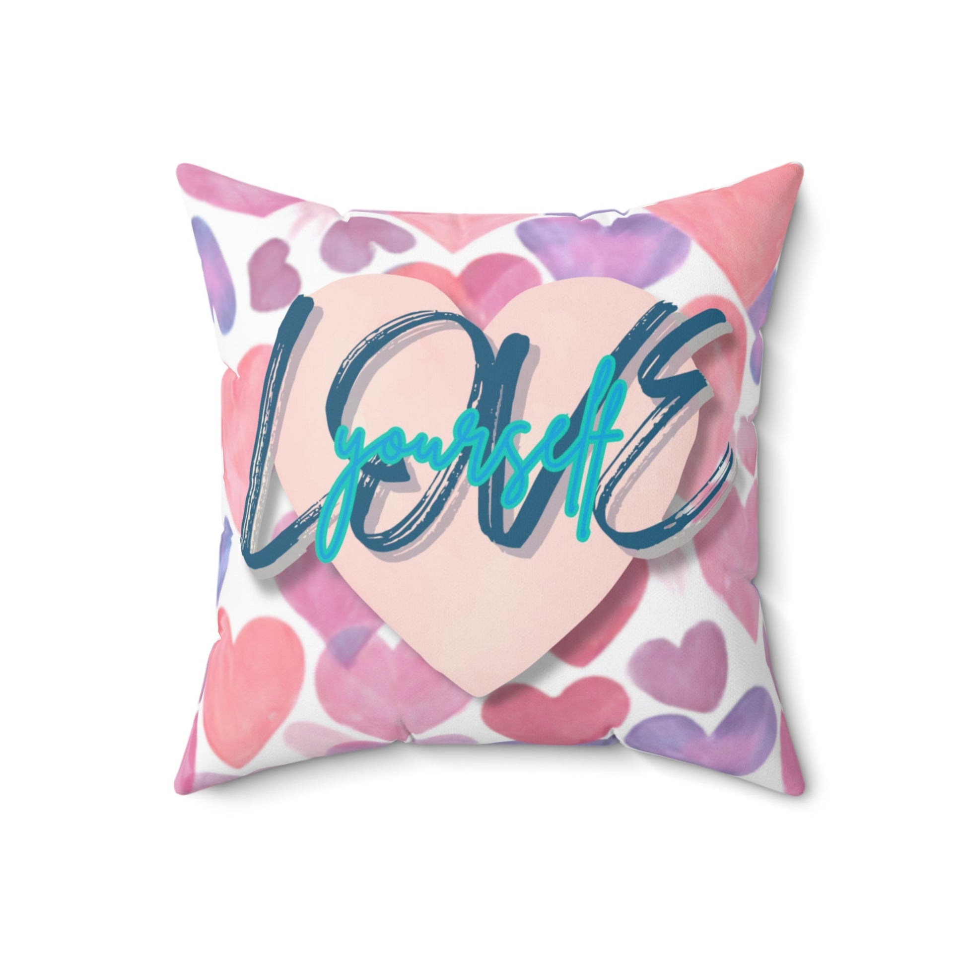 Love Yourself Spun Polyester Decorative Square Throw Pillow - Mindful Chic Designs