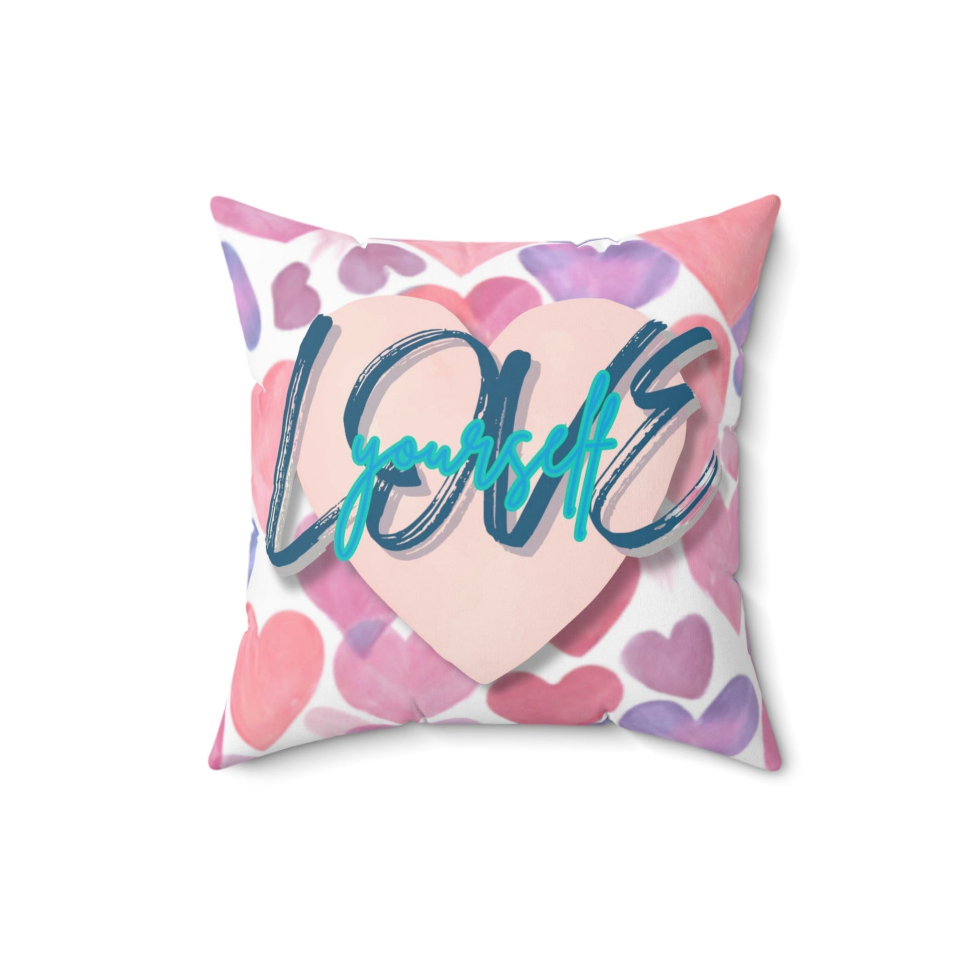 Love Yourself Spun Polyester Decorative Square Throw Pillow - Mindful Chic Designs