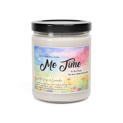 Me Time Scented Soy Candle for Self Care and Relaxation Long - Lasting Aromatherapy Candle Perfect for Stress Relief Spa Days and Home Pampering - Mindful Chic Designs