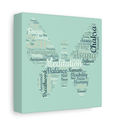 Sage Green Butterfly Yoga Canvas Print Butterfly Meditation Words Home Decor for Home Office Inspirational Wall Art for Calm Positive Energy Wall Art Decor Matte Canvas - Mindful Chic Designs 