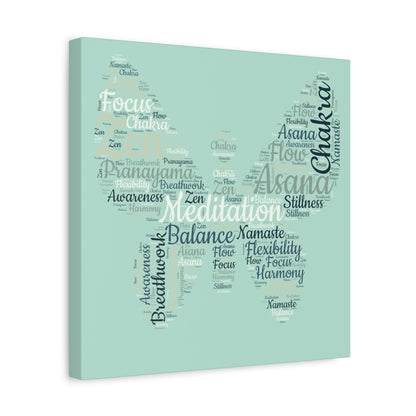 Sage Green Butterfly Yoga Canvas Print Butterfly Meditation Words Home Decor for Home Office Inspirational Wall Art for Calm Positive Energy Wall Art Decor Matte Canvas - Mindful Chic Designs 